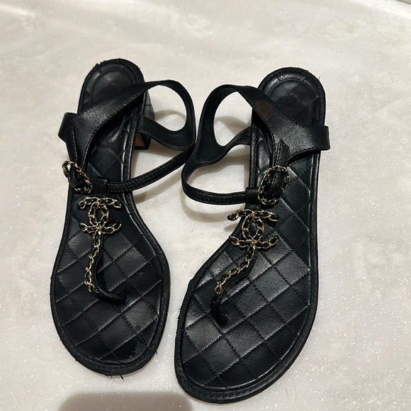 chanel sandals/flip flops with mini heel - Picture 1 of 5
